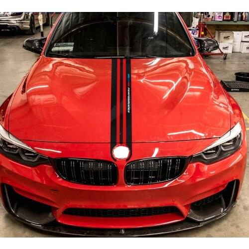 For BMW e90 e46 e39 e60 f30 f10 f15 e53 X5 x6 TPIC Car Styling Stickers Carbon Fiber Car Hood M Performance Sticker Decals