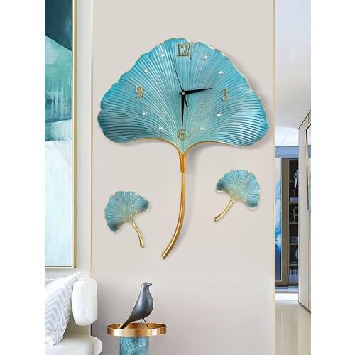 Ginkgo Leaf Living Room Wall Clock Fashion Clock Personality Creative Wall Hanging Simple