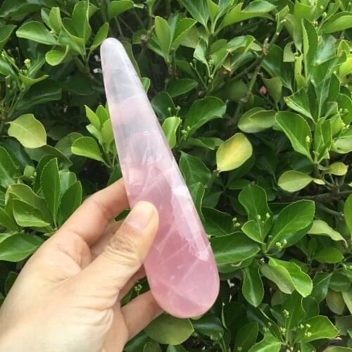 Natural Rose Quartz Crystal stone Carving Healing Massager Wand Massager Reiki Stick