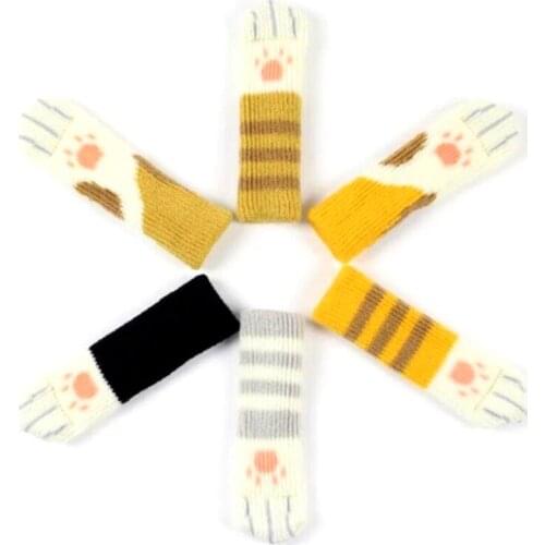 32 Pieces (8 Sets) Chair Socks Fancy Cat Chair Socks Non-Slip Chair Leg Foot Socks Furniture Socks Mat