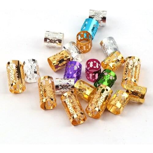 New Fashion Adjustable Metal Plated Hair Braid Dread Dreadlock Micro Rings Link Tube Beads Cuff Clip DIY Hair Decorations
