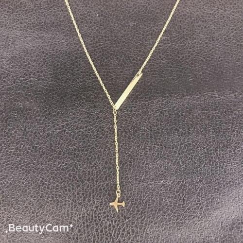 New Arrival Tiny Plane Necklace for Career Women Long Bar Plane Pendant NecklaceEthnic Bohemian Choker Necklace Tassel shape