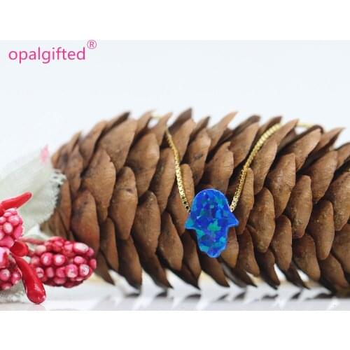 Wholesale Opal Hamsa Pendant 8x10mm 925 Sterling Silver Gold chain with Fire Opal Hamsa Pendant Necklace for Free Shipping