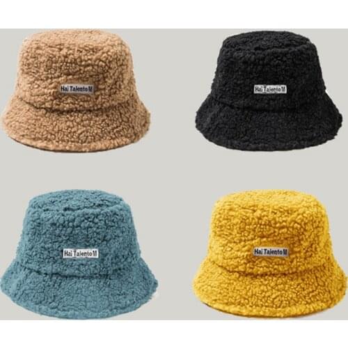 2020 New Bucket Hat Women Lamb Plush Fashion Cap Autumn Winter Thickened Warm Panama Bob Outdoor Teddy Lady Fisherman Hat Bonnet