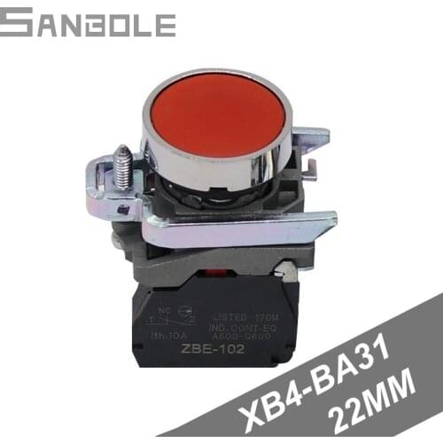 XB4-BA31 XB4-BA42 Flat Reset Push Button Switch Installation Caliber 22mm Silver contacts Round self-reset Momeantary