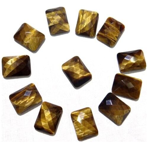 12*16mm Natural Gem stone Quartz crystal Tiger eye Rectangular section Cabochon Pendant for diy Jewelry making Accessories 30pcs