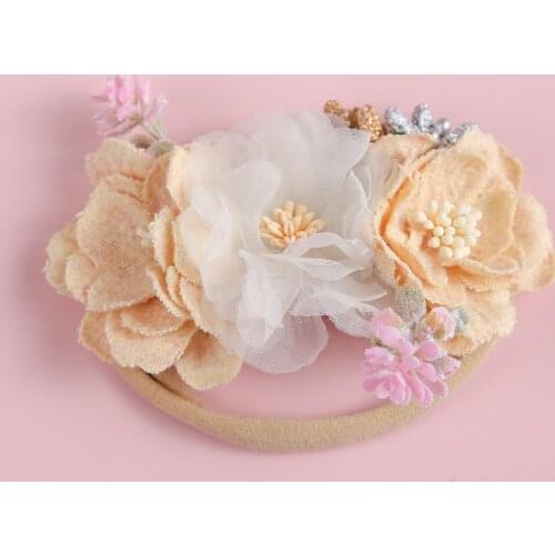 Baby Headband Girls Nylon Headbands Infant Handmade Flower Head Bands Kids Lovely Hair Accessories Toddler Korean Style Hairband