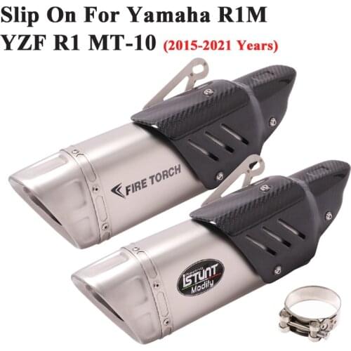 Slip On For Yamaha YZF R1 R1M MT-10 2015 - 2021 Motorcycle Yoshimura Exhaust Escape Modify Tube Link Pipe Carbon Fiber Muffler