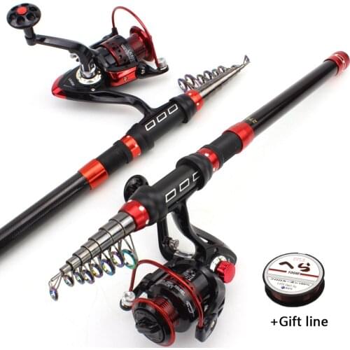 NEW 2.7M3.0M3.6M Rod Reel Combos Spinning Fishing Rod and reel Travel Sea Carbon Telescopic Fishing Rod set support boat pesca