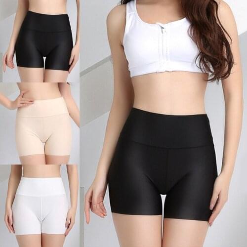 Seamless Safety Shorts Pants Ice Silk Women High Waist Panties Anti Emptied Boyshorts Pants Solid Color Girls Slimming Underwear