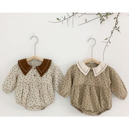 Spring Kids Boy Girl Long Sleeve Corduroy Rompers Autumn Infant Baby Girl Floral Newborn Rompers Clothes Baby Girl Rompers