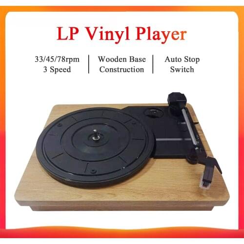 Vintage Style Record Player for 33/45/78 RPM Vinyl Records 3 Speed with Wooden Base Portable LP Vinyl Player RCA Headphone Jack