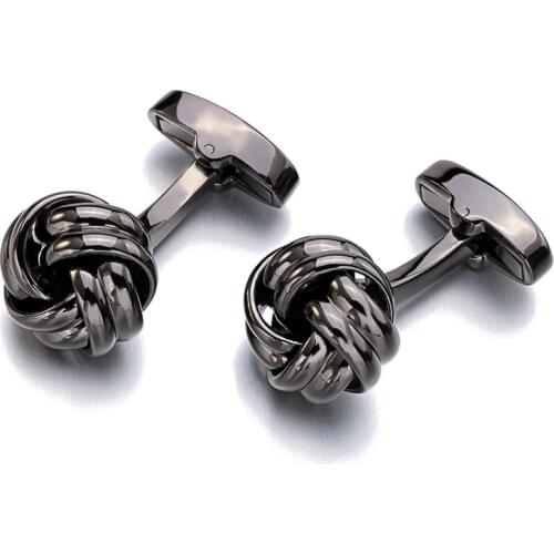 Lepton Black Metal Knot Cufflinks for Mens Novelty Design Knots Cuff links Men Business French Shirt Cuffs Cufflink gemelos