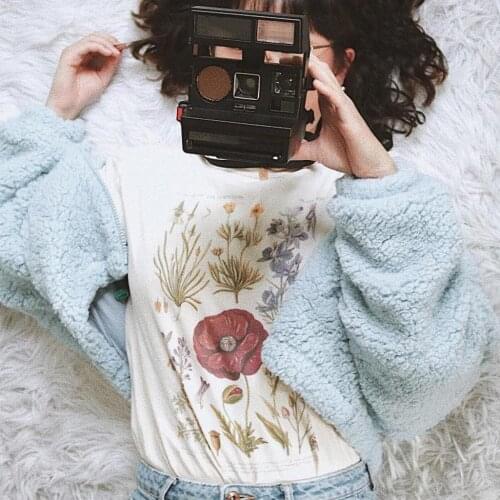 Floral Botanical Cactus Chart Wildflower Women T-Shirt Graphic Plant Flowers Aesthetic Vintage Village Female Tops Camisas Mujer