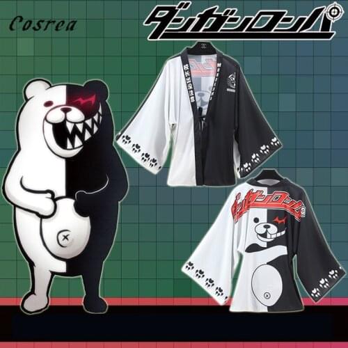 Anime Danganronpa Monokuma Cosplay Costume Coat Monokuma Cosplay Kimono Coat Casual Chiffon Cloak Tops For Women Mens