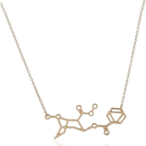 Everfast 1pc Chemistry Necklace Cocain Structure Pendant Power Cocaina_ Necklace Chemistry Molecule For Women Men
