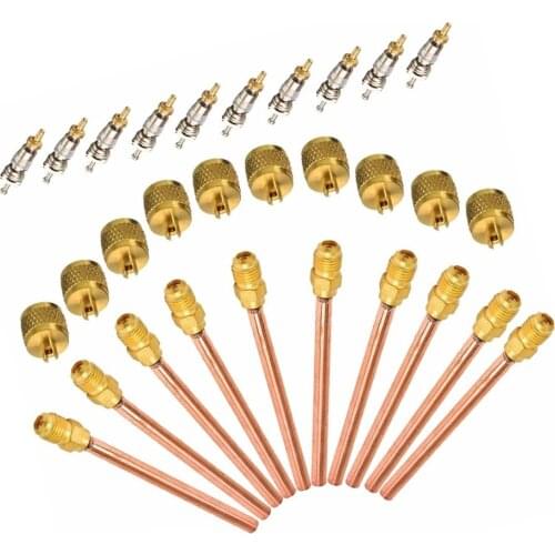 10 Valve 1/4" SAE x 1/4" OD x 4" stem Core AC For Refrigeration air conditioning Systems