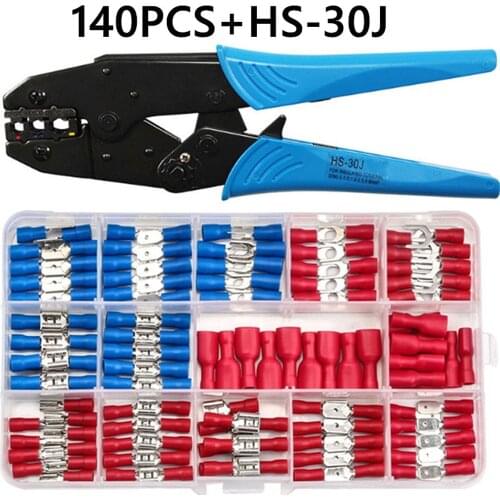 140PCS Insulated Female&Male Crimp Spade Terminals Wire Butt Connector Electrical Wire Cable Connecors Assorted Kit