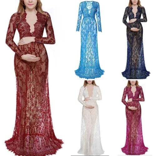 2020 Maternity Lace Dress Maternity Photography props Clothing For pregnant women Maxi Fancy Shooting Photo pregnancy dress