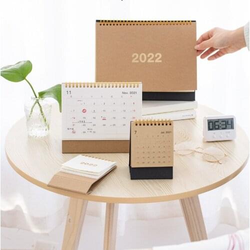 2022 Simple Solid Color Mini Desktop Paper Simple Calendar Dual Daily Scheduler Table Planner Yearly Agenda Organizer 1pc