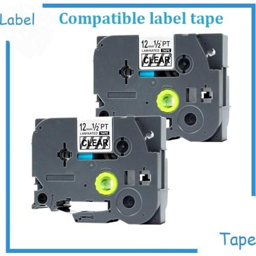 2pcsTZ131 TZe-131 TZ-131 TZe131 Standard Laminated Label Compatible Brother PTouch Printer 1/2" x 26.2' 12mm x 8m Black on Clear