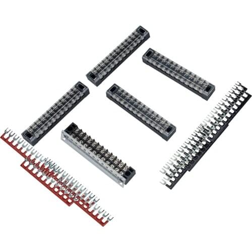 5Pcs Dual Row 12P Screw Barrier Terminal Block with Fork Terminal Barrier Strips
