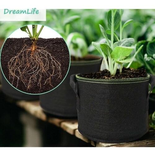5pcs Plant Growing Bag Fabric Flower Pot Flower Seedling Bag Vegetable Bag Garden Plant Growing Bag Organic Compost Bag