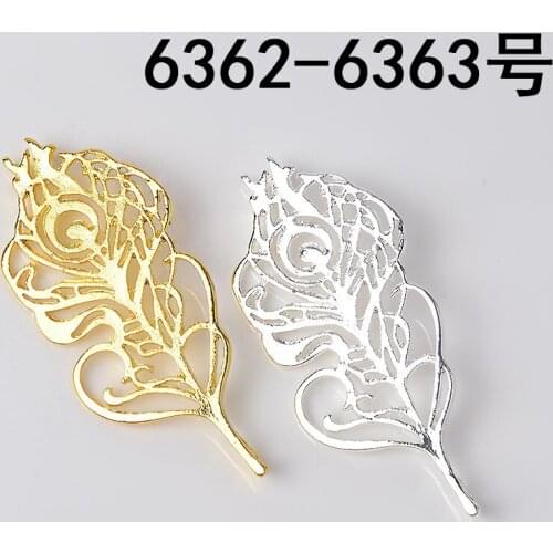 50pc/lot 27*63mm Gold/silver Color Alloy Material Feather Charm Leaf pendant For Earring DIY Wedding Handmade Jewelry Making