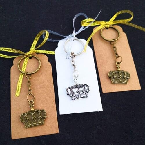 50pcs/lot Wedding Favors Baby Shower Birthday Gifts Home Party Gifts Majestic Crown Key Chain with Personalized Name and date