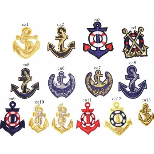 50pcs/lot Embroidery Patches Sailor Anchor Clothing Decoration Sewing Accessories Diy Iron Heat Transfer Applique