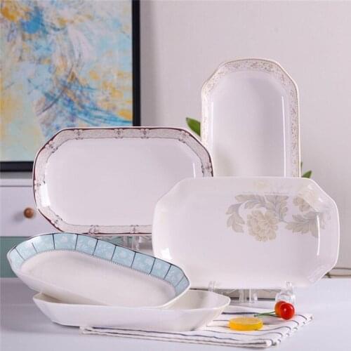 12 inch Fish Plate Jingdezhen Bone China Porcelain Dinnerware Fish Plate Dining Room Ceramic Tableware Sushi Plates 2 pcs