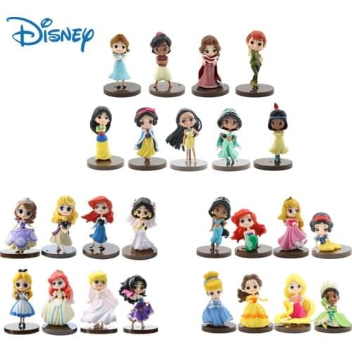 Disney Princess Q Posket Figures Snow White Alice Anime Dolls Figures Cute Action Figure Collectible Model Girl Gifts Kids Toys