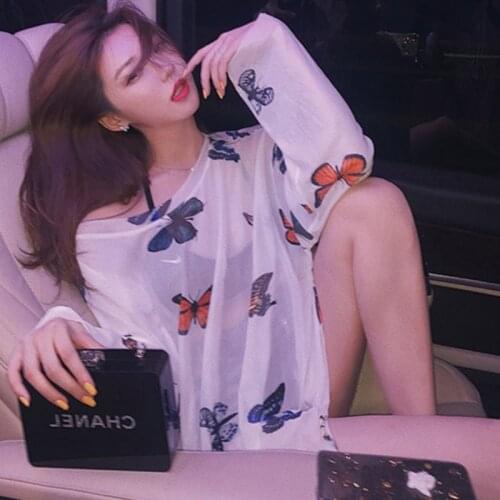 HJN Butterfly T Shirt Aesthetic Cotton T Shirt Women Harajuku Graphic Tees Shirt Sun Flower Butterfly Womens T-shirt