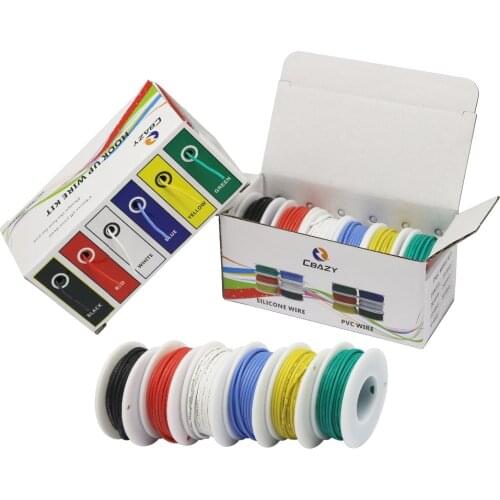 36 m / box 118 ft 20 AWG 6 m each color flexible silicone wire tinned copper wire kit 6 color electronic stranding wire DIY