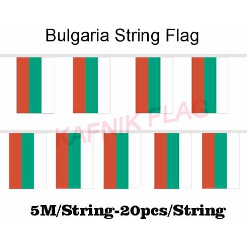 KAFNIK, Bulgaria String Flag 5 meters 20 faces 14*21CM For Party Decoration/World Event Carnival Decor