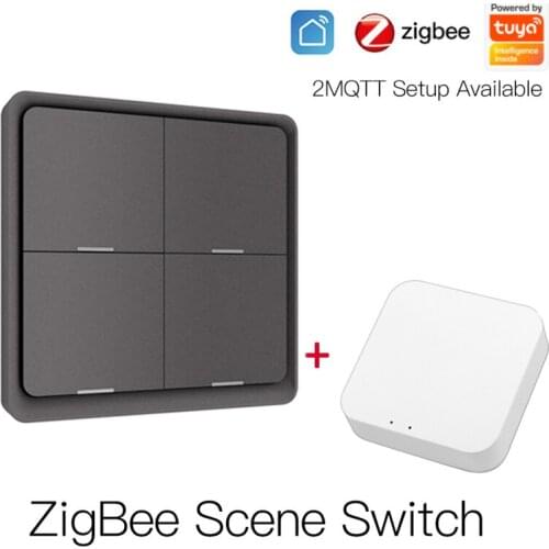 4 Gang Tuya ZigBee Wireless 12 Scene Switch Push Button Controller Battery Powered Automation Scenario For Tuya Devices Modules