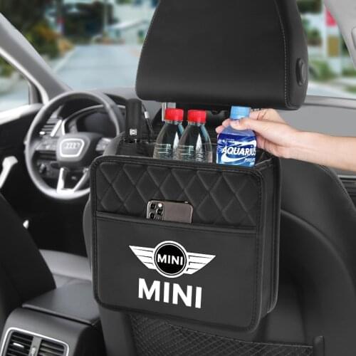 Car Seat Back Leather Storage Organizer Bag Auto Stowing Tidying Accessories For MINI Cooper One JCW Clubman Countryman R50 R53