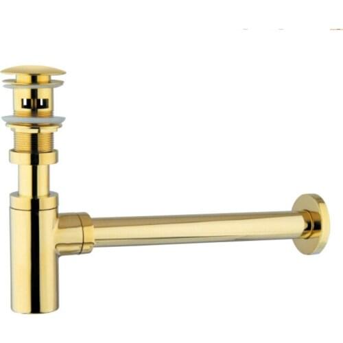 Bottle Trap Round Siphon Chrome White Gold Plated Antique Brass Brass Black Brushed P-TRAP Bathroom Vanity Basin Pipe Waste wi