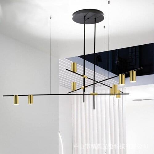 Nordic Living Room Line Chandelier Restaurant Lighting Designer Simple Modern Loft Industrial Duplex Building Geometric Creativi