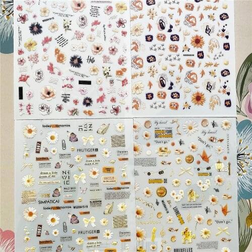 MG200415-19 Daisy woman and leaves butterfly 3D Back glue Nail decal Nail sticker Nail decoration Nail art Nail ornament
