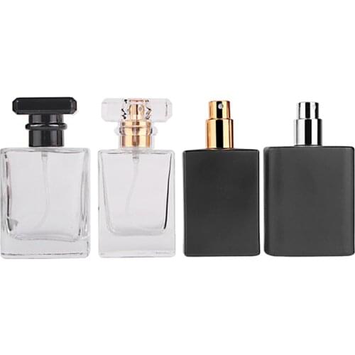 MUB-30ml 50ml Square Glass Refillable Perfume Bottle Atomizer High-grade Empty Cosmetic Container Portable Perfume Spray Bottle