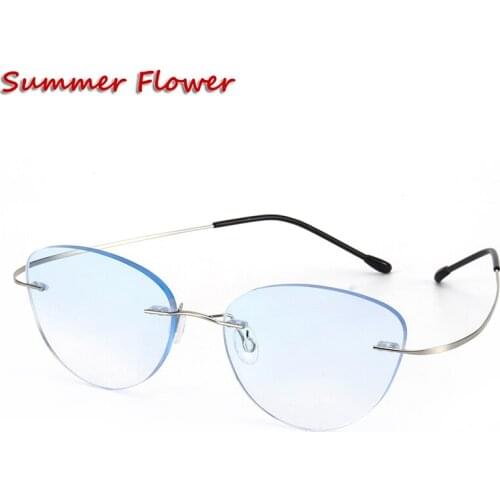 Tint Color Lenses Rimless Eyewear Men Prescription Glasses Frame Graduation Eyeglasses for Women Ultra Light Flexible Frame