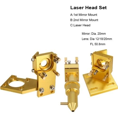 CO2 laser Head Set Dia.12/18/20mm FL 50.8mm Laser Engraver Cutter For 2030 4060 CO2 Laser Engraving Cutting Machine Mirror 20mm