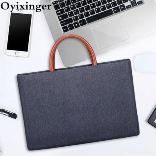 Oyixinger Nylon Briefcase Unisex Laptop Bag For 13.3-15.6 Inch Macbook Waterproof Business Bags Solid Office Document Handbag