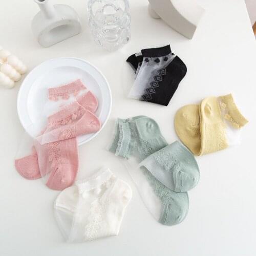 Socks Women Spring And Summer Card Silk Thin Section Breathable Mesh Women Socks Glass Silk Transparent Women Boat Socks Socks W