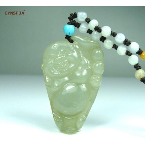 CYNSFJA New Rare Real Certified Natural A Grade Burmese Jadeite Amulets Buddha Jade Pendant Hand Carved High Quality Best Gifts