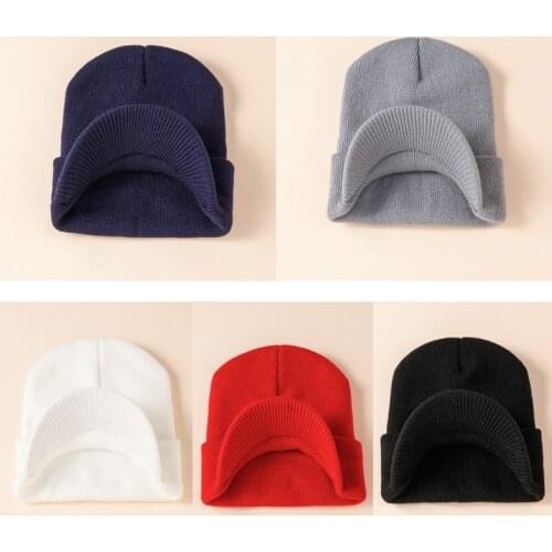 Autumn Winter Solid Color Baby Knitted Hat Ear Protection Windproof Baseball Cap Warm Soft Casual Sunhat Crimping Hat for Kids