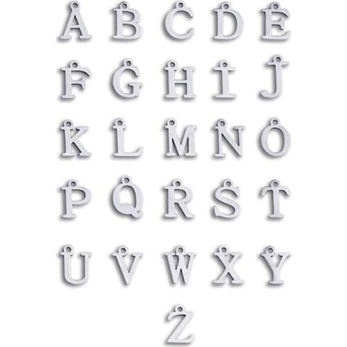 26pcs/lot Stainless Steel From A to Z Initials Alphabets Pendants Whole 26 Letters Charms DIY Jewelry Making Accessories