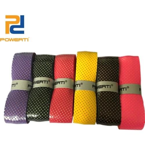 Powerti 5pcs/lot PU perforate handle grip tennis overgrip thick sport sweatband grip sweat stick badminton racket grip TW090