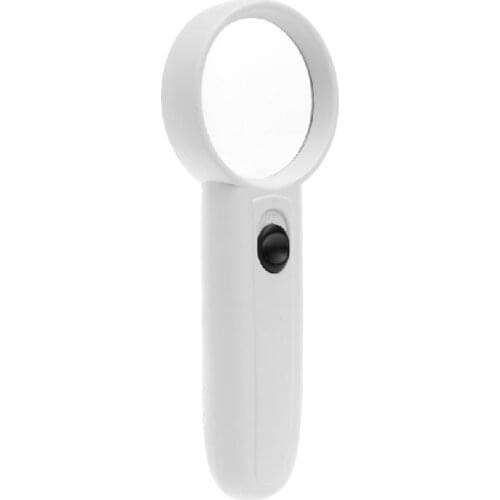 50mm Diameter Hand Glass Loupe Hold 5x Multiple Magnifying White LED Magnifier